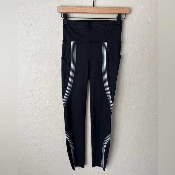 Lululemon speed light tights black side stripes with pockets 4 - Picture 7 of 13